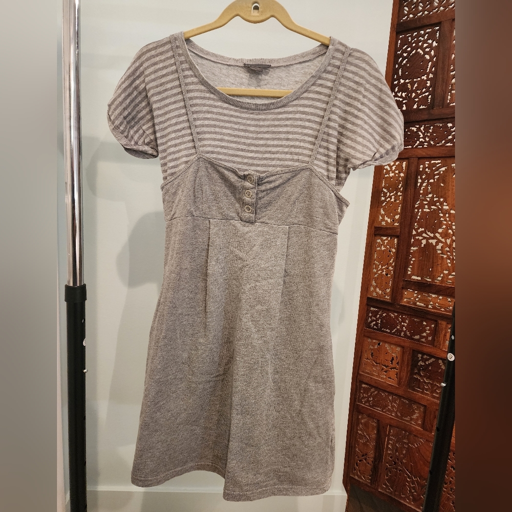 Armani Exchange Y2K Grey Striped Sporty Mini Dress, Size M